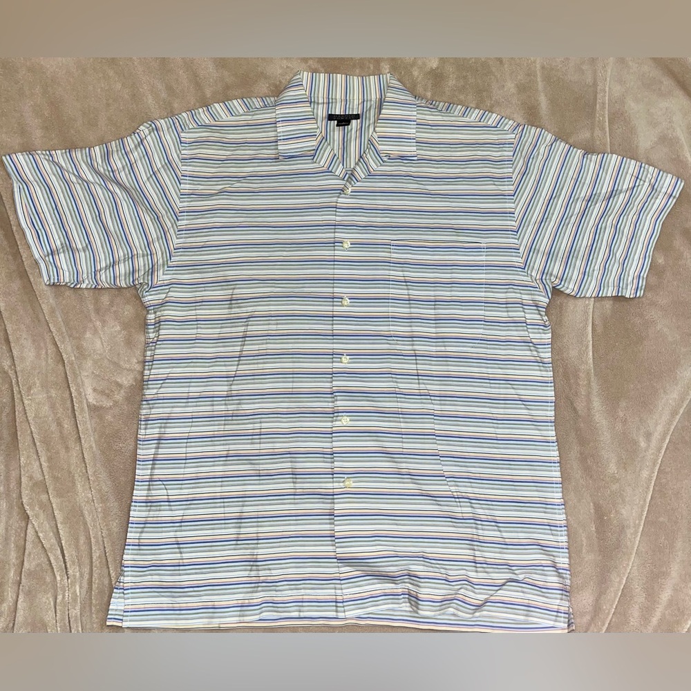 Harold Powell Men’s Short Sleeve Casual Button Down Shirt Size Large